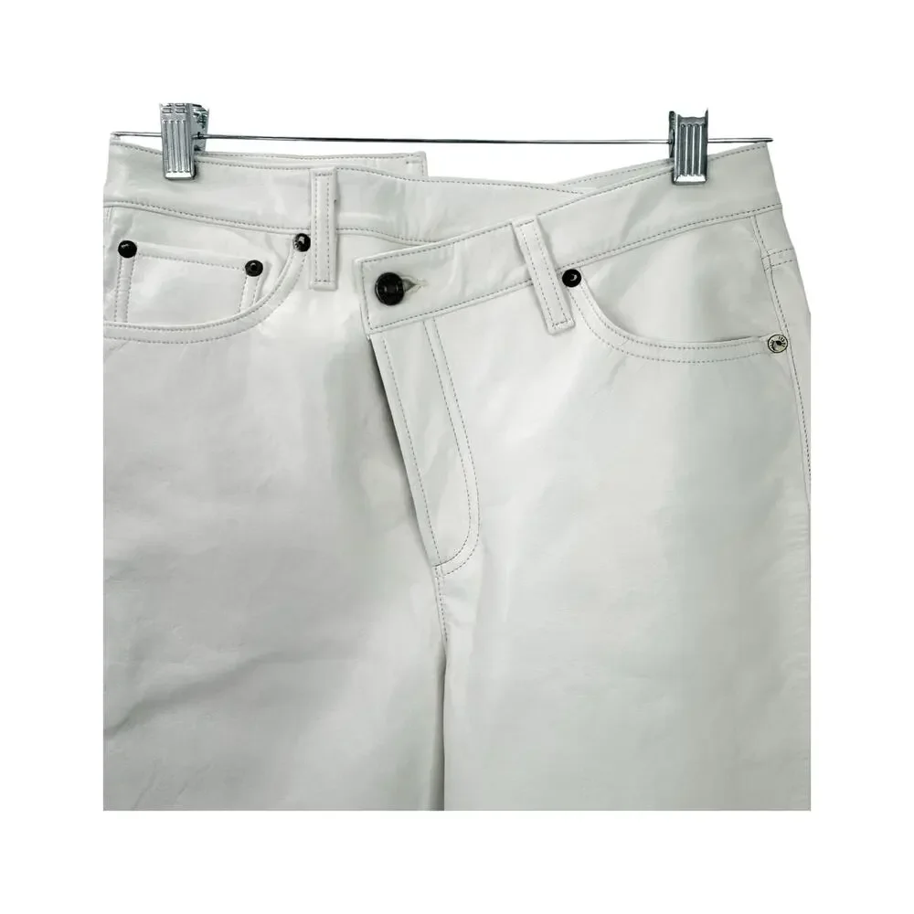Agolde A9082-1285 Recycled Leather Criss Cross Straight Lace White Size 26 NWT - Picture 9 of 13